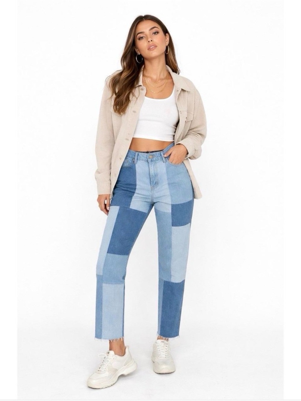 Hollister Womens 00R Ultra High Rise Mom Jeans Patchwork Colorblock W23 L27